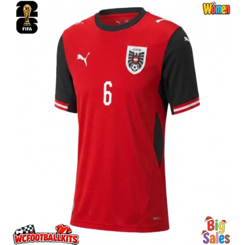 Austria Nicolas Seiwald #6 Replica Home Stadium Shirt for Women World Cup 2026 Short Sleeve